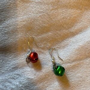 Festive Red and Green Bell Earrings